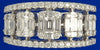 LARGE 1.57CT DIAMOND 18K WHITE GOLD 3D ROUND & BAGUETTE SQUARE ANNIVERSARY RING