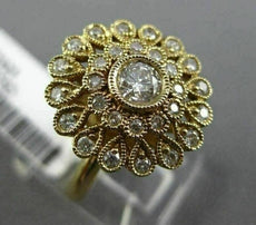 ESTATE .75CT ROUND DIAMOND 14KT YELLOW GOLD 3D FLOWER MILGRAIN FILIGREE RING
