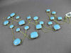 ANTIQUE EXTRA LONG 14KT YELLOW GOLD EXTRA FACET TURQUOISE BY THE YARD NECKLACE
