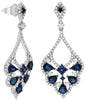 3.01CT DIAMOND & AAA SAPPHIRE 14KT WHITE GOLD 3D ROUND & PEAR SHAPE FUN EARRINGS