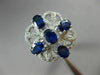 ESTATE LARGE 2.48CT DIAMOND & SAPPHIRE 18K WHITE GOLD 3D SQUARE FLOWER LOVE RING