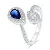 LARGE 1.29CT DIAMOND & AAA SAPPHIRE 14KT WHITE GOLD PEAR SHAPE & ROUND HALO RING