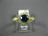 ESTATE 1.07CT DIAMOND & AAA SAPPHIRE 14K YELLOW GOLD FLOWER LEAF ENGAGEMENT RING