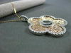 ESTATE LARGE 1.95CT DIAMOND 14KT WHITE & ROSE GOLD 5 LEAF CLOVER PENDANT & CHAIN