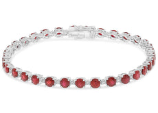 6.40CT DIAMOND & AAA RUBY 14KT WHITE GOLD ROUND CLASSIC ETERNITY TENNIS BRACELET