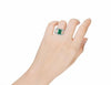 ESTATE LARGE 5.96CT DIAMOND & AAA EMERALD 18KT 2 TONE GOLD CUSHION & ROUND RING