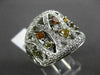 ESTATE LARGE 1.86CT DIAMOND 18KT WHITE GOLD MULTI COLOR FLOATING COCKTAL RING