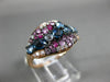 ESTATE 1.63CT DIAMOND & MULTI GEM 14KT ROSE GOLD 3D CLUSTER WAVE FRIENDSHIP RING