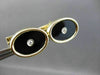 ANTIQUE .16CT OLD MINE DIAMOND & AAA OVAL ONYX 14K YELLOW GOLD CUFF LINKS #23084