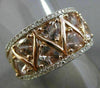 ESTATE WIDE .22CT DIAMOND & TRILLION PINK ICE 14KT WHITE & ROSE GOLD 3D FUN RING