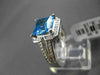 ESTATE WIDE 3.5CTW DIAMOND & AAA EXTRA FACET BLUE TOPAZ 14K WHITE GOLD HALO RING