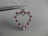 ESTATE .75CTW DIAMOND RUBY 14KT WHITE GOLD OPEN HEART PENDANT + CHAIN G VS #9994