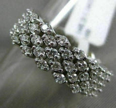 ESTATE WIDE 1.14CT DIAMOND 14KT WHITE GOLD 3D MULTI ROW WEDDING ANNIVERSARY RING