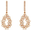 1.07CT DIAMOND 14K ROSE GOLD ROUND BEZEL OPEN TEAR DROP CLUSTER HANGING EARRINGS