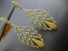 ESTATE LARGE 3.45CT WHITE & FANCY YELLOW DIAMOND 18KT 2 TONE GOLD LEAF EARRINGS