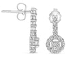 .85CT DIAMOND 14KT WHITE GOLD CLASSIC ROUND FLOWER SHARED PRONG HANGING EARRINGS