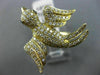 ESTATE WIDE 1.31CT WHITE & BLACK DIAMOND 14KT YELLOW GOLD 3D HAPPY BIRD FUN RING