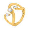 LARGE .64CT DIAMOND 14K YELLOW GOLD PEAR SHAPE EMERALD CUT INFINFINITY LOVE RING