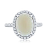2.02CT DIAMOND & AAA PINK OPAL 14K WHITE GOLD OVAL & ROUND CLASSIC HALO FUN RING