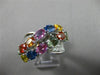 ESTATE WIDE 6.26CT DIAMOND & AAA MULTI COLOR SAPPHIRE 18KT WHITE GOLD FUN RING