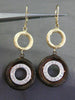 ESTATE LARGE .32CT DIAMOND 14K WHITE YELLOW & BROWN GOLD CIRCLE HANGING EARRINGS