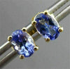 ESTATE LARGE 1.07CT AAA OVAL TANZANITE 14KT YELLOW GOLD STUD EARRING 6mm #20314