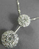 ESTATE 1.0CT ROUND DIAMOND 14K WHITE GOLD 3D FLOWER DOUBLE CLUSTER PENDANT #1939