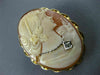 ESTATE .02CT OLD MINE DIAMOND 14KT 2 TONE GOLD LADY CAMEO PENDANT BROOCH #21219