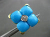ESTATE LARGE .20CT DIAMOND & AAA TURQUOISE 18KT YELLOW GOLD 3D FILIGREE EARRINGS