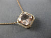 ESTATE LARGE 2.14CT DIAMOND & AAA MORGANITE 14KT ROSE GOLD SQUARE HALO NECKLACE