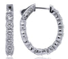 ESTATE 3CT DIAMOND 14KT WHITE GOLD CLASSIC INSIDE OUT OVAL HOOP HANGING EARRINGS