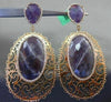 ESTATE LARGE 2.70CT DIAMOND AMETHYST 18K WHITE & ROSE GOLD HALO CLIP ON EARRINGS