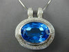 ESTATE EXTRA LARGE 45.25CT DIAMOND & BLUE TOPAZ 14K WHITE GOLD HALO OVAL PENDANT
