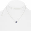 ESTATE .5CT DIAMOND & AAA SAPPHIRE 14K WHITE GOLD CIRCLE OF LIFE FLOWER NECKLACE