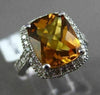ESTATE LARGE 4.37CTW DIAMOND & EXTRA FACET CITRINE 14KT WHITE GOLD 3D HALO RING