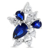 LARGE 2.40CT DIAMOND AAA SAPPHIRE 14K WHITE GOLD CLUSTER FLOWER FLOATING PENDANT