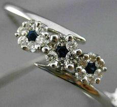 ESTATE WIDE 2.60CT DIAMOND & SAPPHIRE 14KT WHITE GOLD 3 FLOWER BANGLE BRACELET