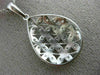 ESTATE .14CT DIAMOND 14KT WHITE GOLD FILIGREE TEAR DROP FLOWER FLOATING PENDANT