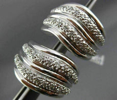 ESTATE LARGE .50CT ROUND DIAMOND 14KT WHITE GOLD 3D MULTI WAVE CLIP ON EARRINGS