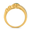 LARGE 1.41CT DIAMOND & AAA EMERALD 14K YELLOW GOLD OVAL & ROUND MULTI ROW RING