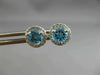 ESTATE 1.17CT DIAMOND & AAA BLUE TOPAZ 14KT WHITE GOLD ROUND HALO STUD EARRINGS