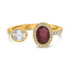 1.06CT DIAMOND & AAA RUBY 14KT YELLOW GOLD OVAL ROUND & BAGUETTE SOLITAIRE RING