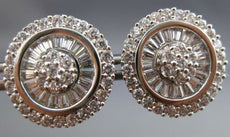ESTATE LARGE CZ 14KT WHITE GOLD CLASSIC MULTI ROW CLUSTER STUD EARRINGS  #21692