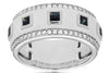 1.15CT DIAMOND & AAA SAPPHIRE 14KT WHITE GOLD PRINCESS & ROUND BEZEL MENS RING