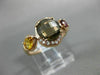 ESTATE 2.15CT ROUND DIAMOND & AAA MULTI GEM 14KT ROSE GOLD THREE STONE FUN RING