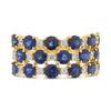 LARGE 4.75CT DIAMOND & AAA SAPPHIRE 14KT YELLOW GOLD MULTI ROW ANNIVERSARY RING