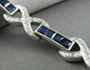 ESTATE 5.29CT DIAMOND & AAA SAPPHIRE 14KT WHITE GOLD 3D X LOVE TENNIS BRACELET