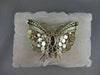ANTIQUE LARGE DIAMOND RUBY SAPPHIRE TURQUOISE 14K W&Y GOLD BUTTERFLY PIN #2187