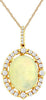 3.38CT DIAMOND & AAA OPAL 14KT YELLOW GOLD 3D OVAL & ROUND HALO FLOWER PENDANT