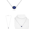 2.06CT AAA SAPPHIRE 14K WHITE GOLD 3D OVAL CLASSIC SOLITAIRE BEZEL LOVE NECKLACE